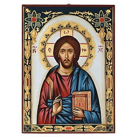 Icona Cristo Pantocratico decori colorati