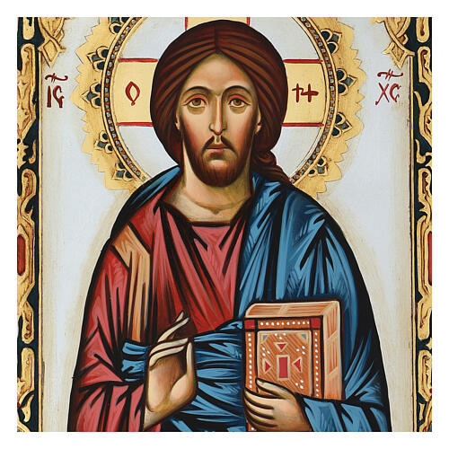 Icona Cristo Pantocratico decori colorati 2