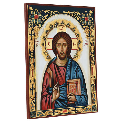 Icona Cristo Pantocratico decori colorati 3
