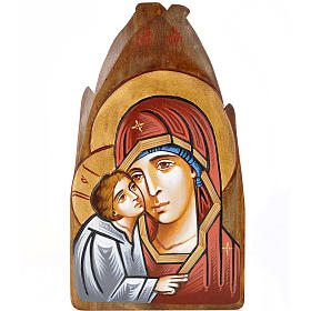 Eleousa Virgin on irregular wood plaque