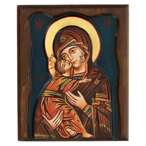 Ikone Gottesmutter von Wladimir mit Holz Rahmen 1