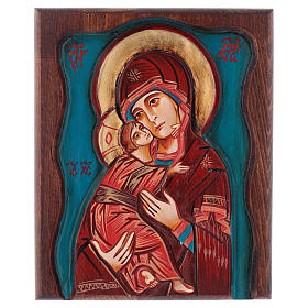 Ícones Pintados Roménia: Ícone Virgem Vladimirskaya moldura madeira Ícones Pintados Roménia: Ícone Virgem Vladimirskaya moldura madeira