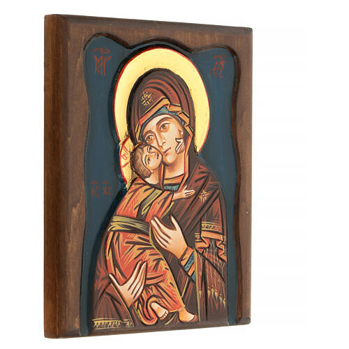 Ícone Virgem Vladimirskaya moldura madeira 3