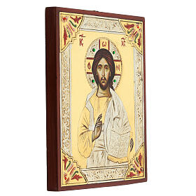 Ikona Chrystus Pantokrator z otwartą księgą dekoracja w reliefie