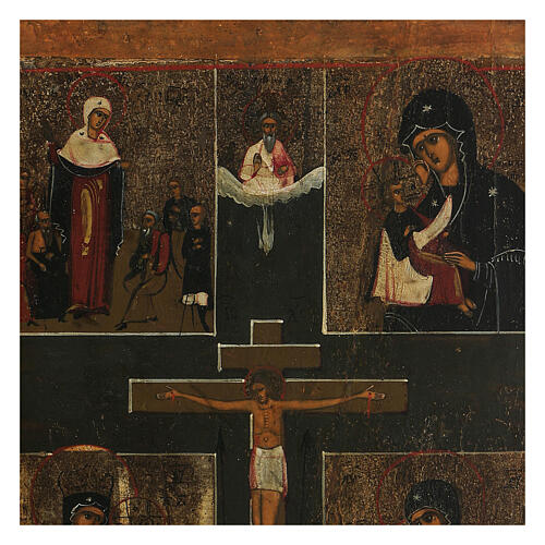 Ícono Ruso antiguo Crucifijo con Virgen 3