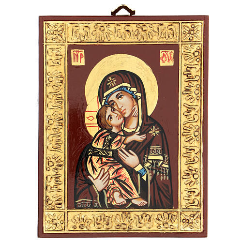 Ikone Gottesmutter von Wladimir mit goldenen Rahmen 1