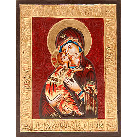 Ícones Pintados Roménia: Ícone Vladimirskaya borda ouro