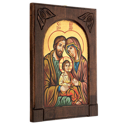 Icona Sacra Famiglia legno intarsiato 3
