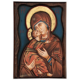 Ícones Pintados Roménia: Ícone Virgem de Vladimir fundo azul escuro Ícones Pintados Roménia: Ícone Virgem de Vladimir fundo azul escuro