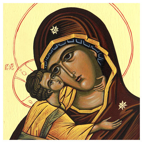 Icône byzantine Vierge de Vladimir 14x10 cm 5
