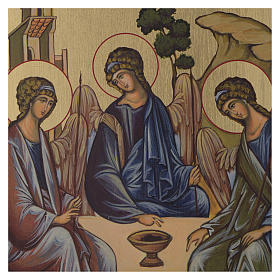 Ikone Dreifaltigkeit, byzantinischer Stil, handgemalt auf Holzgrund, 24x18 cm