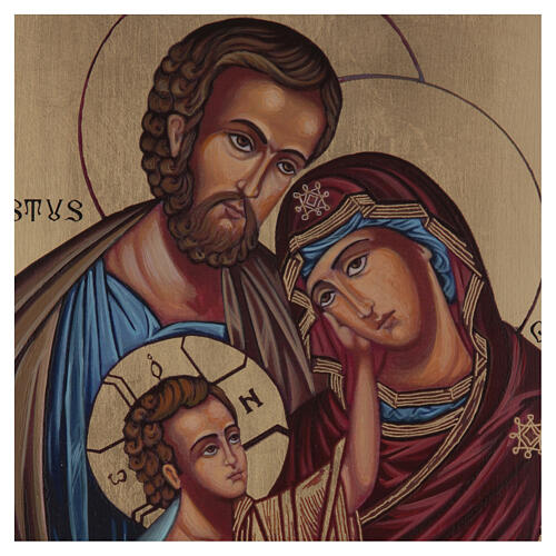 Byzantine icon Sacred Family painted on wood 40x30 cm 2