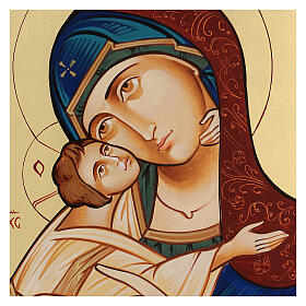 Ikona z Rumunii Madonna Glykophilousa z Dzieciątkiem, tło złote, 44x32 cm