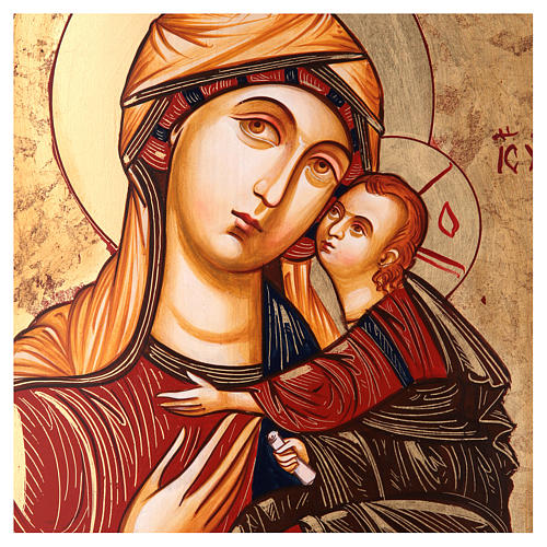 Ikone Gottesmutter mit Kind vor Goldgrund, Madre dei Mantellini, 44x32 cm 2