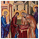 Ícone pintado à mão técnica bizantina sobre madeira Apresentação no Templo 19x26 cm s2