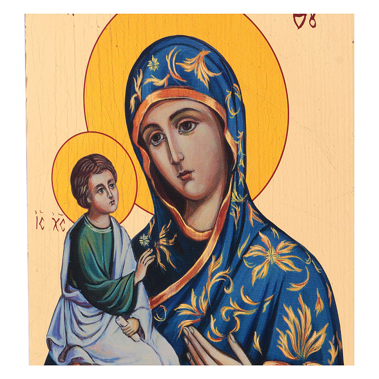 Icône peinte à la main sur bois Vierge avec cape bleue vente en ligne sur HOLYART Icône peinte à la main sur bois Vierge avec cape bleue vente en ligne sur HOLYART