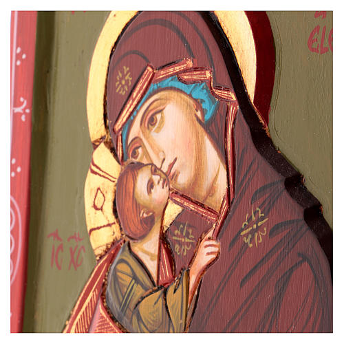 Icono Virgen con niño 24x18 cm capa roja Rumanía 3