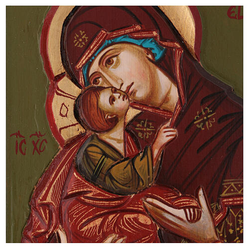 Icon Madonna with Child 24x18 cm red mantle Romania 2