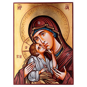 Rumänische Ikone Madonna mit Kind im roten Mantel, 45x30 cm