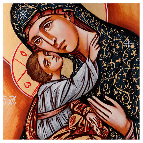 Icono Virgen con niño capa verde 45x30 cm Rumanía 2