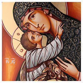 Icono Virgen con niño capa verde 70x50 cm Rumanía