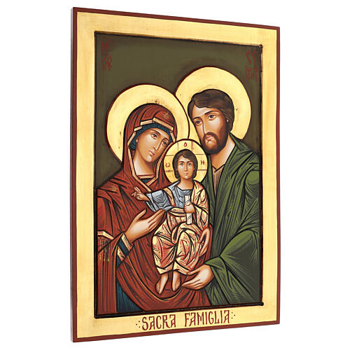 Rumänische Ikone Heilige Familie, geschnitzt, 70x50 cm 3