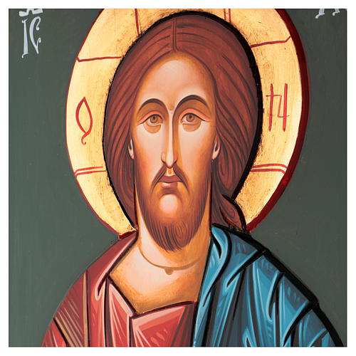 Rumänische Ikone Christus Pantokrator, geschnitzt, 70x50 cm 3