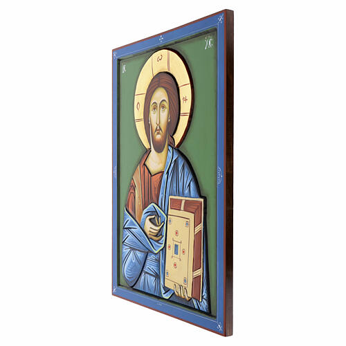 Ikone Christus Pantokrator mit Schnitzdekor, Rumänien, 70x50 cm 3