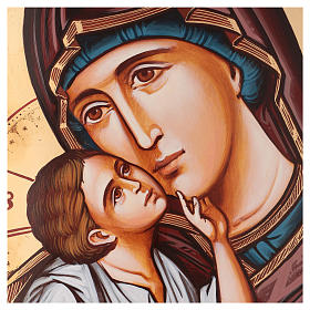 Ícone Nossa Senhora com Menino Jesus manto vermelho e fundo dourado 70x50 cm Roménia