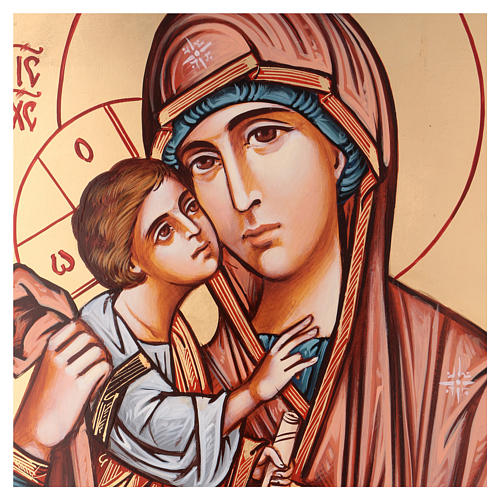 Ícone Nossa Senhora com Menino Jesus manto rosa 70x50 cm Roménia 2