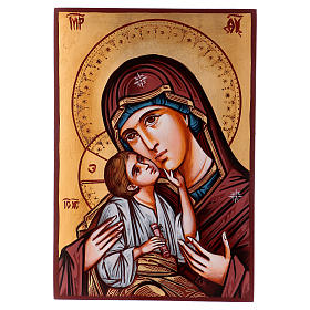 Icono pintado Rumanía Virgen con niño 30x20 cm
