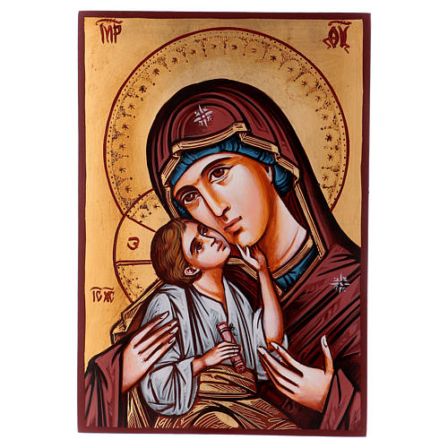Icône peinte Roumanie Mère de Dieu 30x20 cm 1