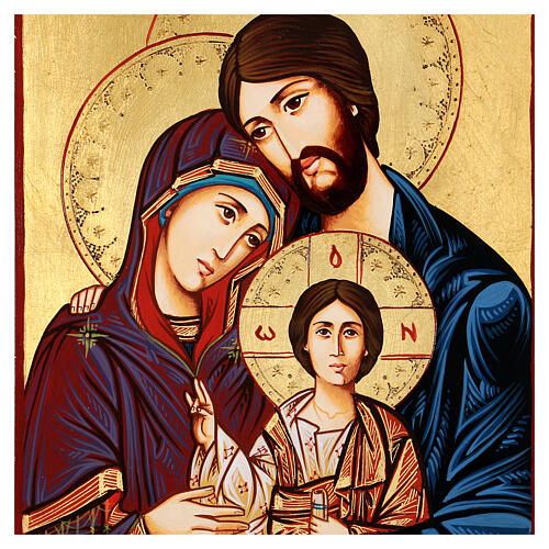 Rumänische Ikone Heilige Familie, vor Goldgrund, 30x20 cm 2