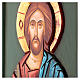 Icono pintado Cristo Pantocrátor fondo verde 30x20 cm s3