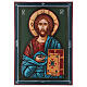 Icon painted Jesus Pantocrator green background 30x20 cm s1