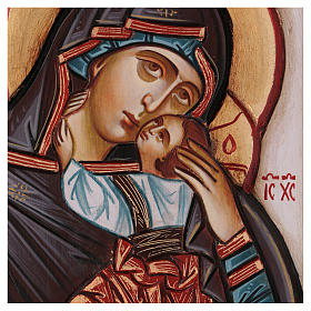 Rumänische Ikone Madonna mit Kind, geschnitzt, 30x20 cm