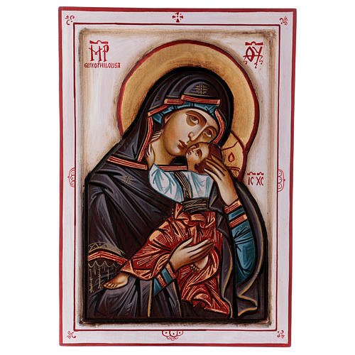 Rumänische Ikone Madonna mit Kind, geschnitzt, 30x20 cm 1