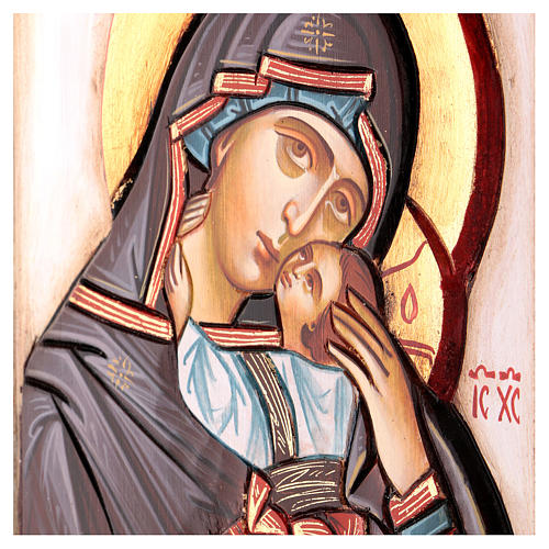 Rumänische Ikone Madonna mit Kind, geschnitzt, 30x20 cm 3