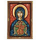 Rumänische Ikone Madonna mit Kind, vor rotem Grund, geschnitzt, 30x20 cm s1
