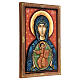 Icône Roumanie Vierge à l'Enfant entaillée fond rouge 30x20 cm s3