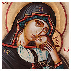 Ícones Pintados Roménia: Ícone pintado à mão e entalhado Nossa Senhora com o Menino Jesus 44x32 cm Roménia