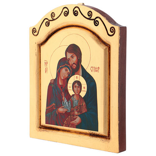 Silkscreen icon Holy Family on golden background 24x18 cm 3