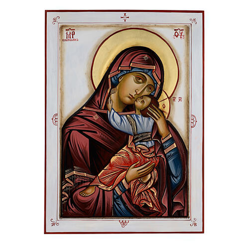 Icono Virgen con niño capa violeta 70x50 cm Rumanía 1