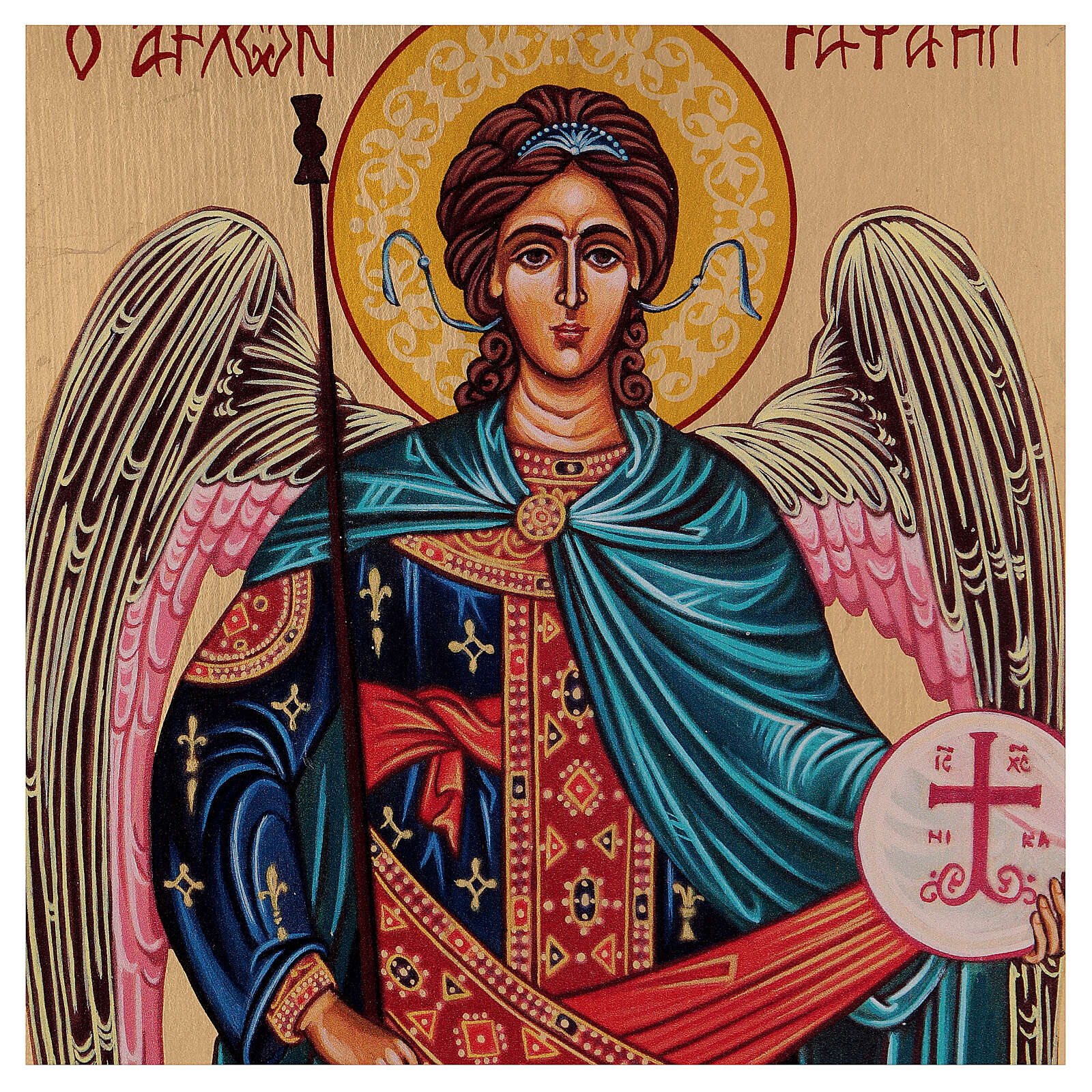 Icon Archangel Raphael hand painted gold background 18x14 cm | online ...