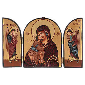 Ícones Pintados Roménia: Tríptico Mãe de Deus 20x30 cm pintado à mão Roménia