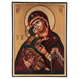 Ícone Mãe de Deus de Vladimir 30x25 cm pintado Roménia