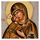 Icono Madre de Dios Vladimirskaja fondo blanco 30x25 cm pintado Rumanía s2