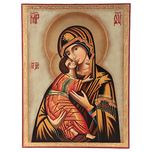 Ícone pintado Madre de Deus de Vladimir Roménia 40x30 cm 1