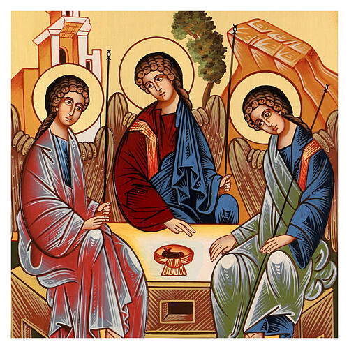 Icône de la Sainte Trinité, impression de la Trinité de Roublev, trois anges, peinture sur toile, icône byzantine, icône orthodoxe russe, icône religieuse, cadeau chrétien - France