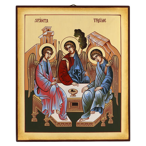 Icona Santissima Trinità 40x30 cm dipinta a mano Romania 1